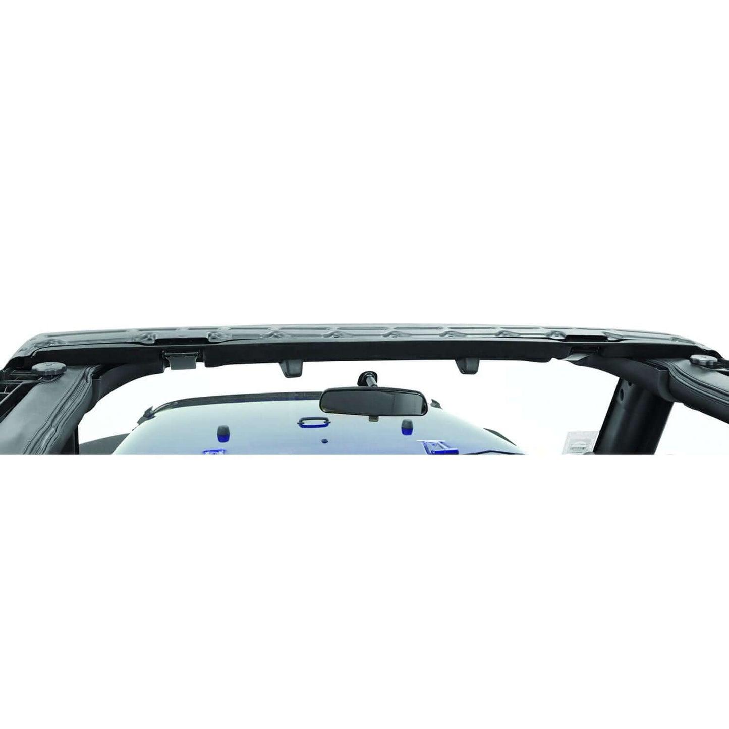 BESTOP | Windshield Channel For Jeep 2007-2018 Wrangler JK Black Bestop | 55013-01 showing interior view of windshield header.