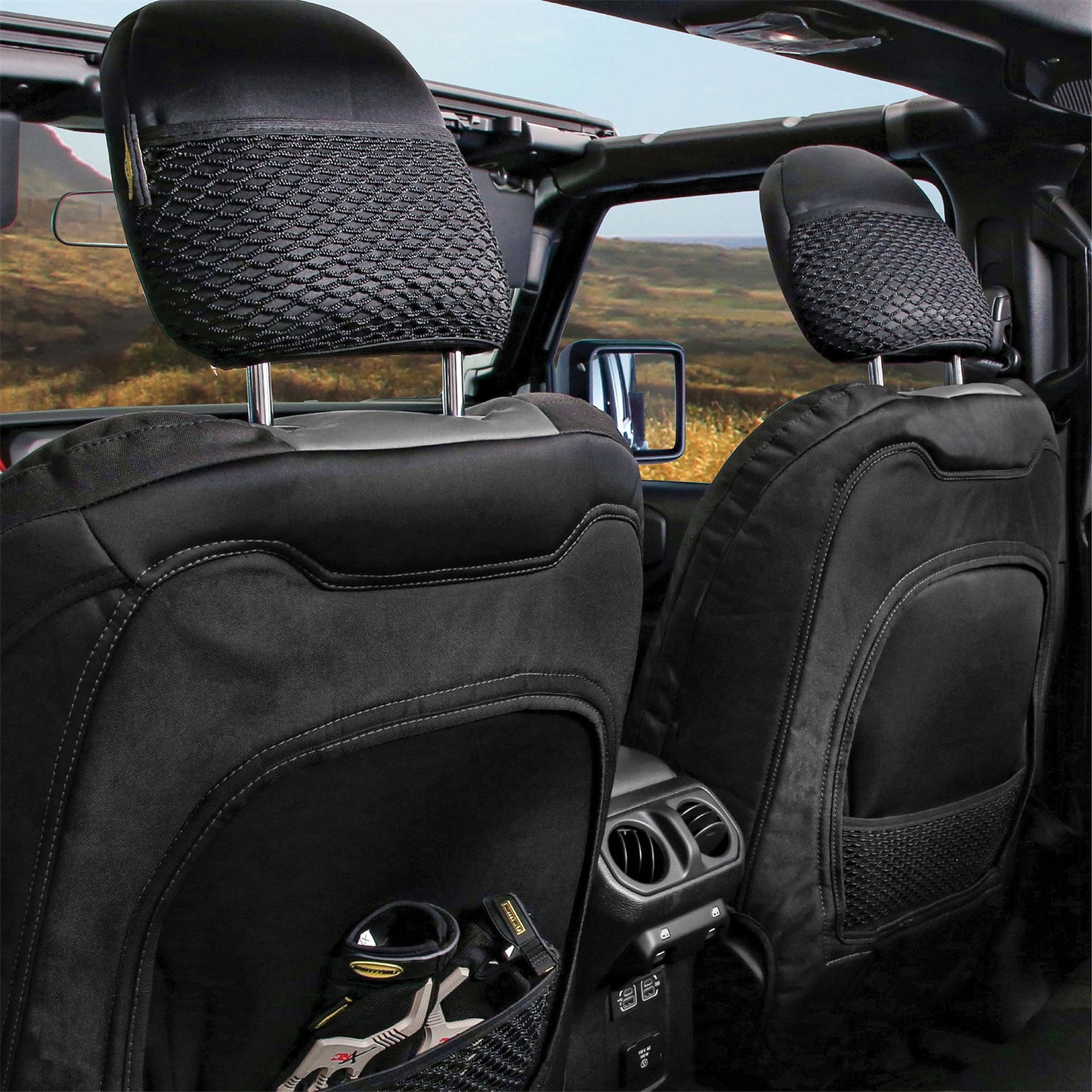 SMITTYBILT | Neoprene Seat Cover Set Front/Rear Charcoal Gen 2 2018-2020 Jeep Wrangler JL 3.6L 4 Door Only Smittybilt |577122