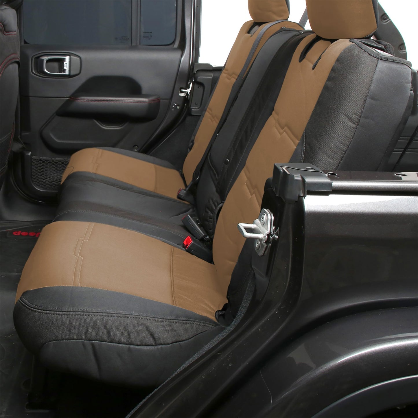 SMITTYBILT | Gen2 Neoprene Front and Rear Seat Cover Kit Tan/Black 2020-2023 Jeep Gladiator Smittybilt |578125