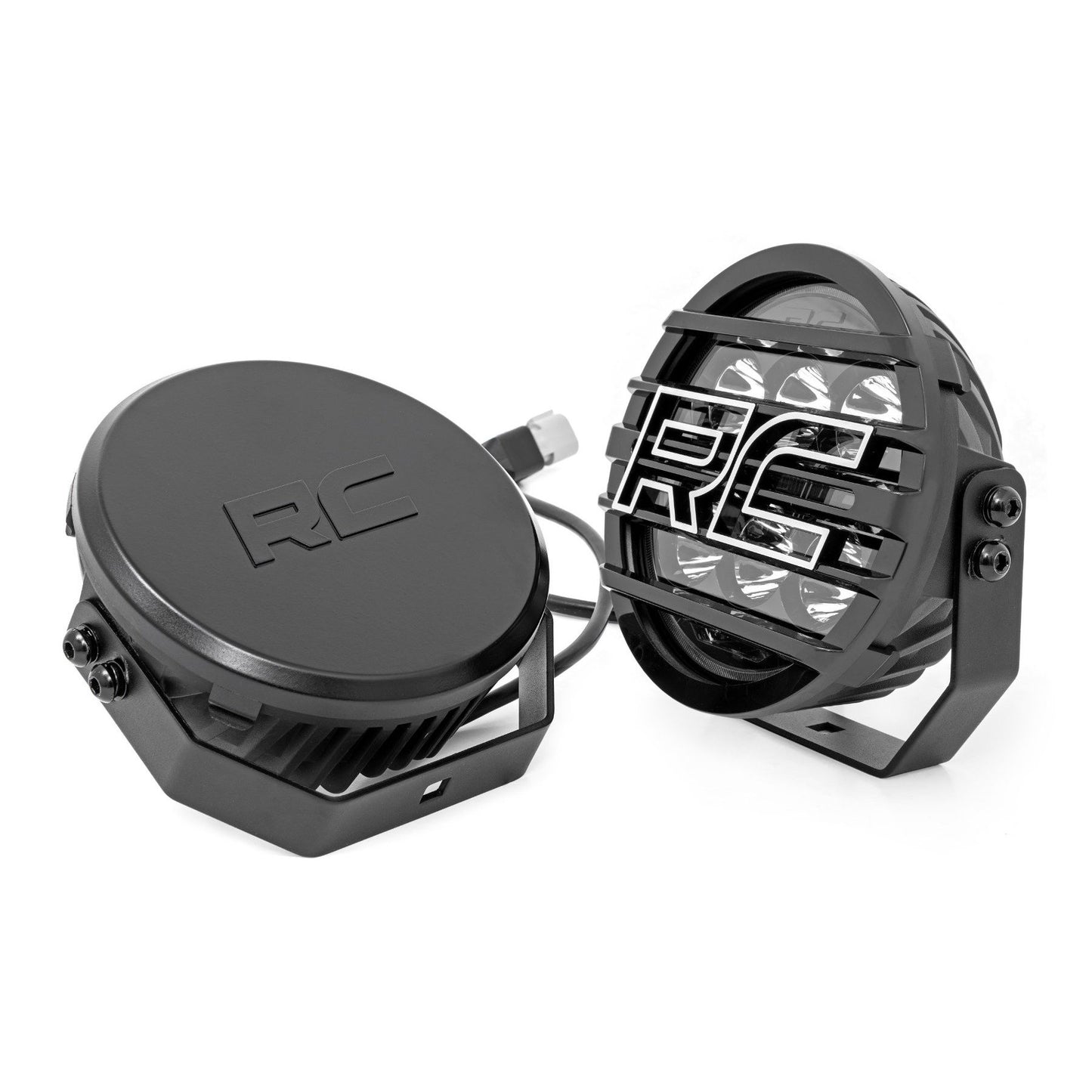 ROUGH COUNTRY Black Series Halo LED Light Pair | White/Amber DRL | 6.5 Inch | Round | 70805B