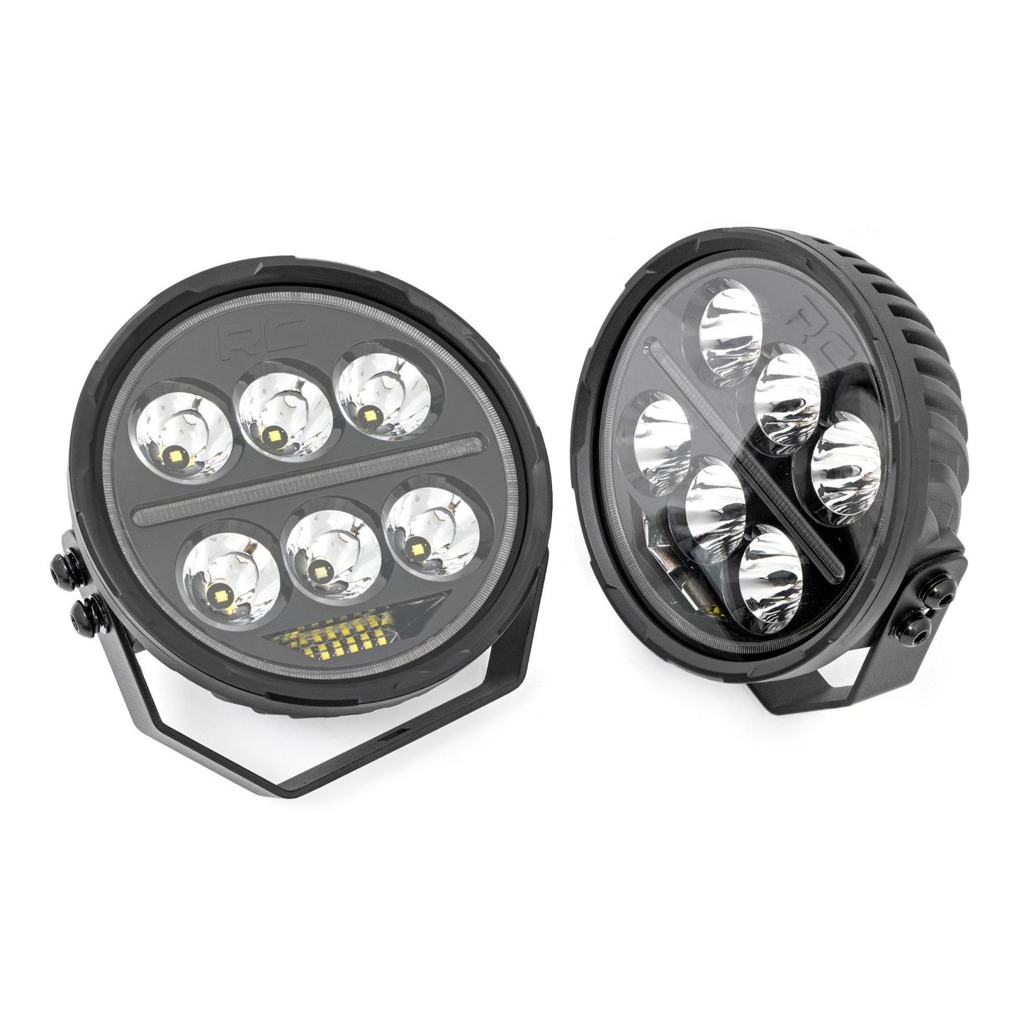 ROUGH COUNTRY Black Series Halo LED Light Pair | White/Amber DRL | 6.5 Inch | Round | 70805B