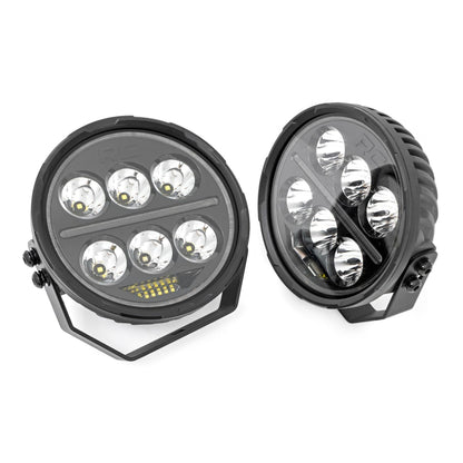 ROUGH COUNTRY Black Series Halo LED Light Pair | White/Amber DRL | 6.5 Inch | Round | 70805B