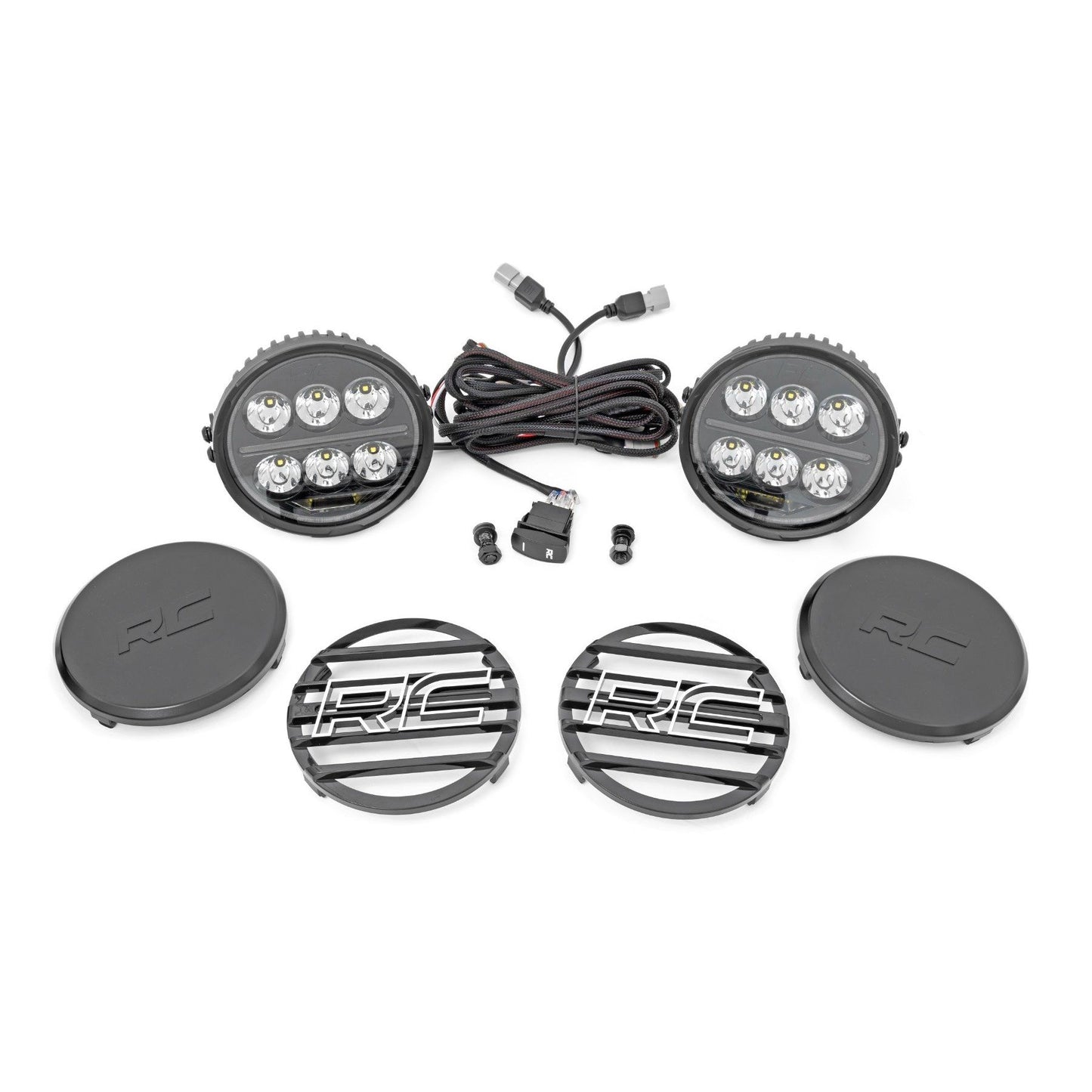 ROUGH COUNTRY Black Series Halo LED Light Pair | White/Amber DRL | 6.5 Inch | Round | 70805B