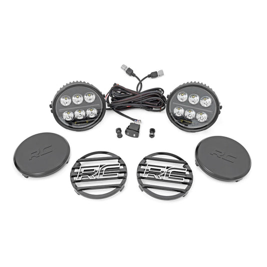 ROUGH COUNTRY Black Series Halo LED Light Pair | White/Amber DRL | 6.5 Inch | Round | 70805B