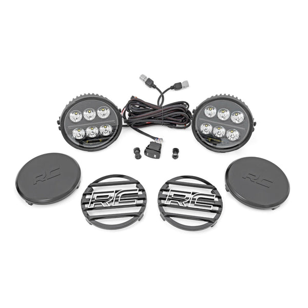 ROUGH COUNTRY | Black Series Halo LED Light Pair  White/Amber DRL  6.5 Inch  Round | 70805B