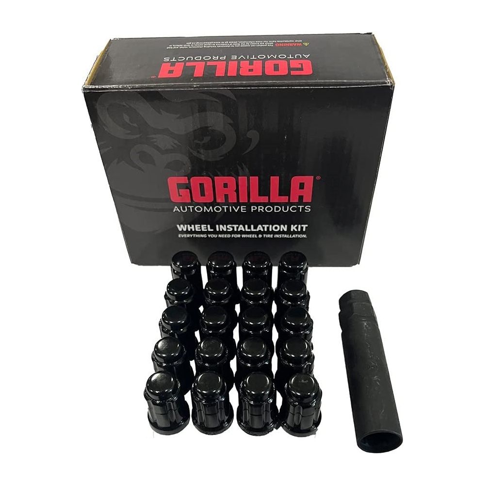 Gorilla Black Lug Nuts with 24 PC Wheel Kit, premium automotive wheel installation solution.