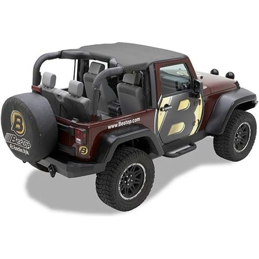 BESTOP | Header Targa Bikini '20-26 Gladiator '18-26 Wrangler JL Black Diamond Bestop | 52606-35 installed on Jeep