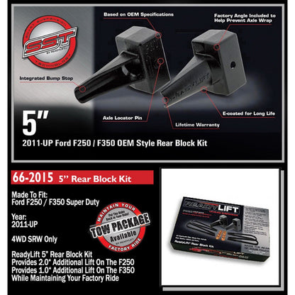 ReadyLIFT 5'' Flat Rear Block Kit with Carrier Bearing Spacer for 2 Piece Drive Shaft (F250/F350/F450) 66-2015
