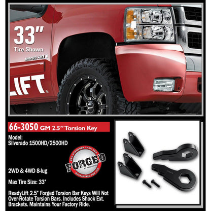 ReadyLIFT 2.5'' Front Leveling Kit (Forged Torsion Key) (2500/3500HD) 66-3050