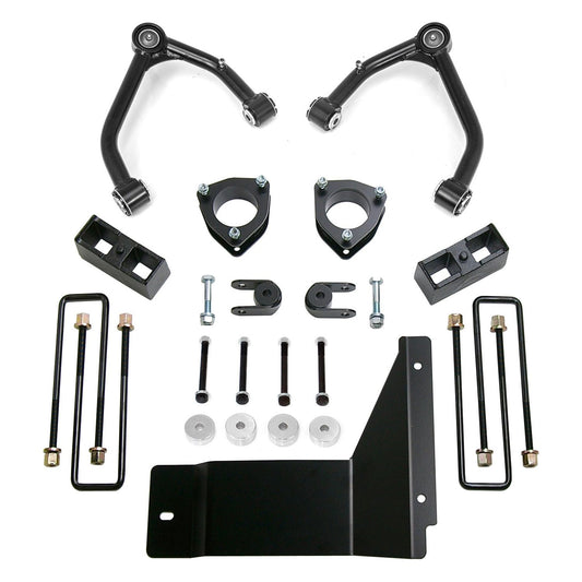 ReadyLIFT 4'' SST Lift Kit Front with 3'' Rear Blocks with Upper Control Arms for Cast Steel OE Upper Control Arms without Shocks (1500) 69-3485