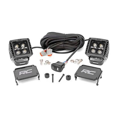 ROUGH COUNTRY LED Light Kit | Cowl Mount | 2" Black Pair | Amber DRL | Jeep Gladiator JT/Wrangler JL (18-25) | 70060