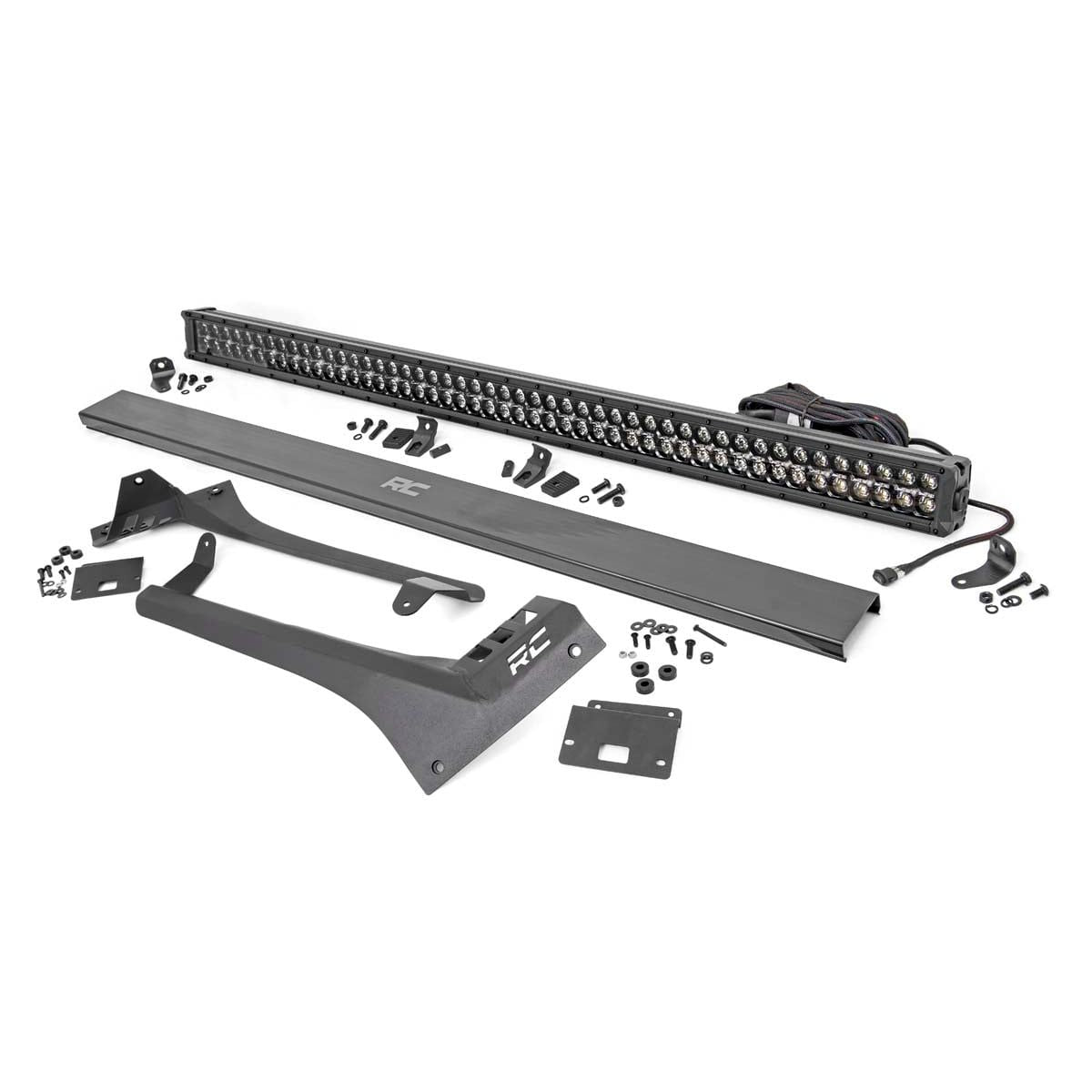 ROUGH COUNTRY LED Light Kit | Windshield | 50" BLK Dual Row | Amber DRL | Jeep Gladiator JT/Wrangler JL (18-25) | 70068
