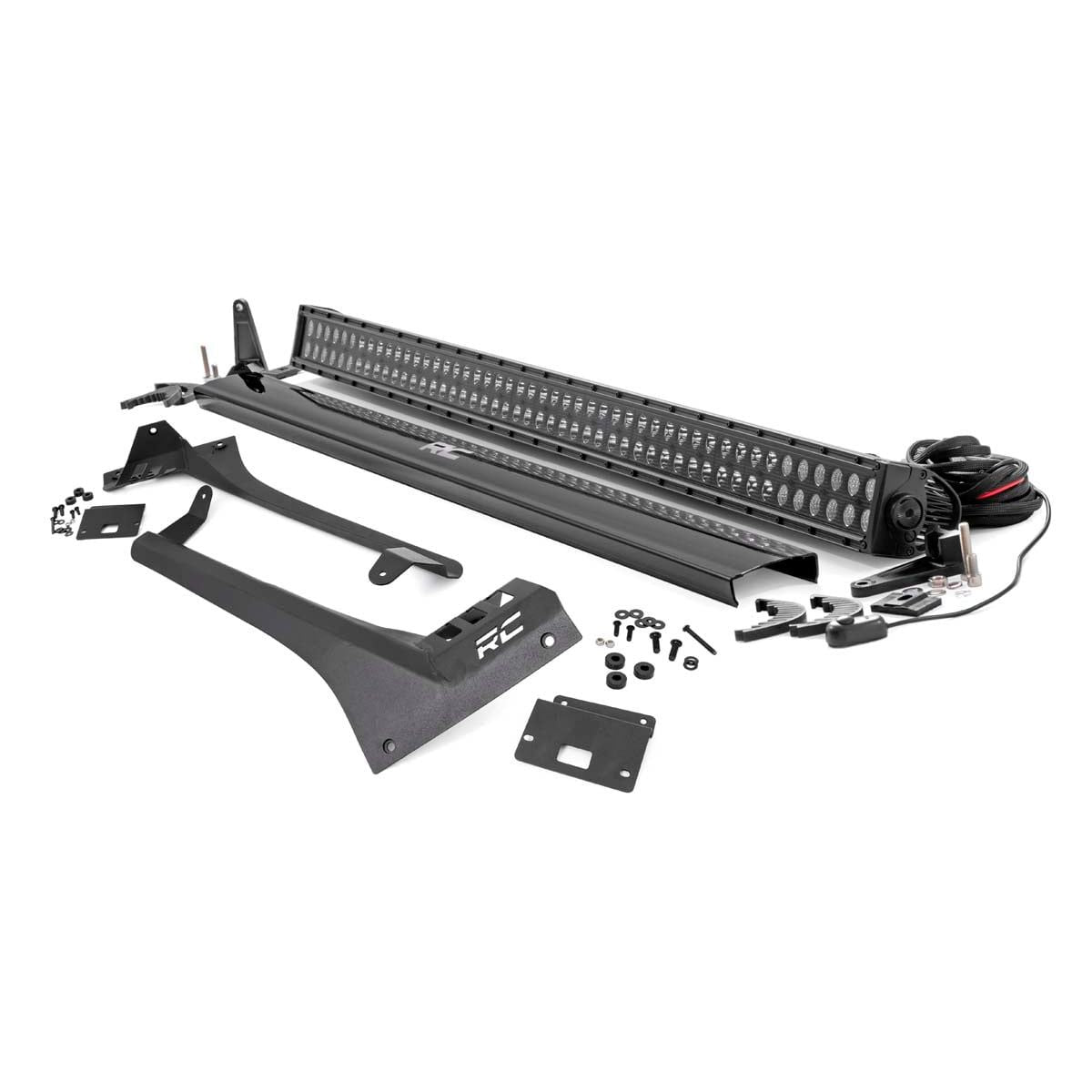 ROUGH COUNTRY LED Light Kit | Windshield Mount | 50" BLK Dual Row | Jeep Gladiator JT/Wrangler JL (18-25) | 70069