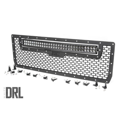 ROUGH COUNTRY Mesh Grille | 30" Dual Row LED | Black | White DRL | GMC Sierra 1500 (14-15) | 70190DRL