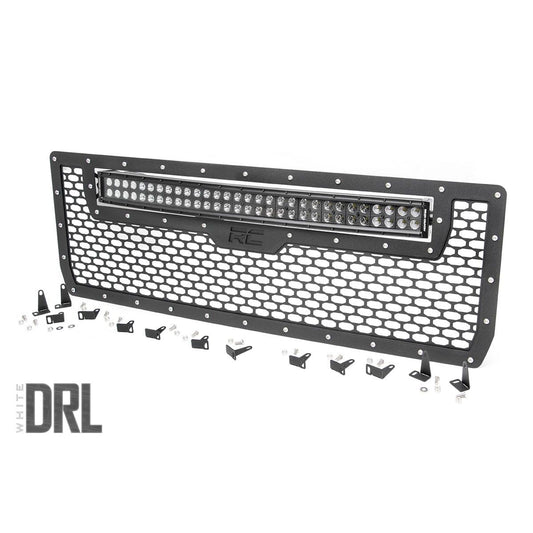 ROUGH COUNTRY Mesh Grille | 30" Dual Row LED | Black | White DRL | GMC Sierra 1500 (14-15) | 70190DRL