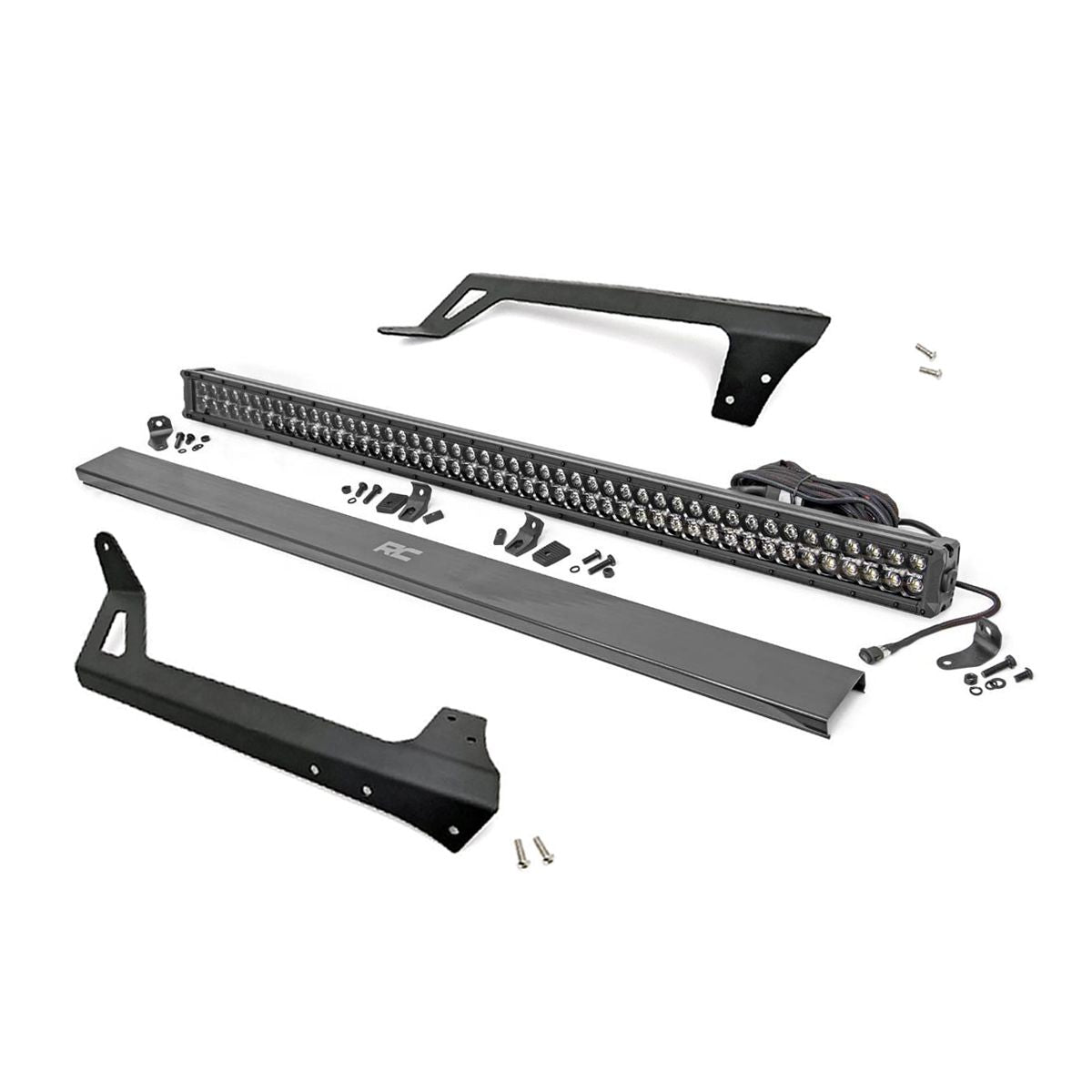 ROUGH COUNTRY LED Light | Windshield Mnt | 50" Black Dual Row | Amber DRL | Jeep Wrangler JK (07-18) | 70504BLDRLA