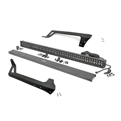ROUGH COUNTRY LED Light | Windshield Mnt | 50" Black Dual Row | Amber DRL | Jeep Wrangler JK (07-18) | 70504BLDRLA