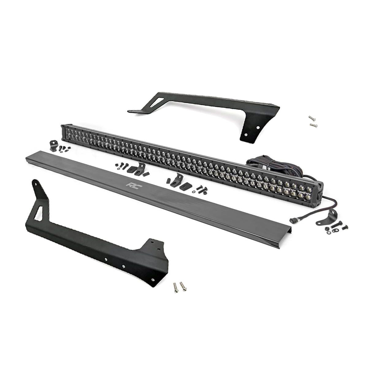 ROUGH COUNTRY LED Light | Windshield Mnt | 50" Black Dual Row | White DRL | Jeep Wrangler JK (07-18) | 70504BLDRL