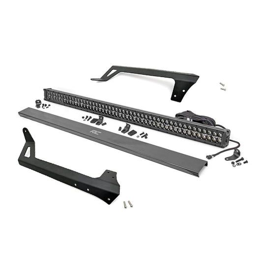 ROUGH COUNTRY LED Light | Windshield Mnt | 50" Black Dual Row | White DRL | Jeep Wrangler JK (07-18) | 70504BLDRL