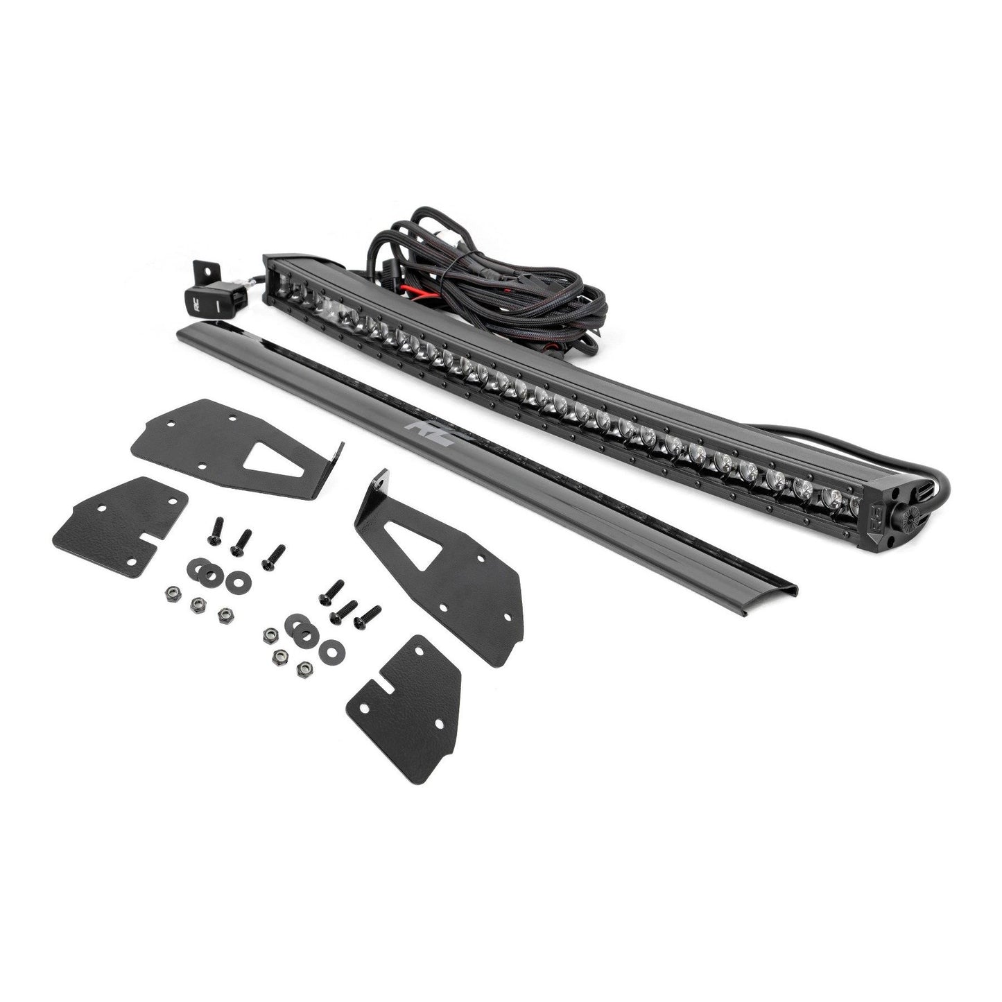 ROUGH COUNTRY LED Light Kit | Grille Mount | 30" Black Single Row | White DRL | Ford Raptor (17-20) | 70701BLDRL