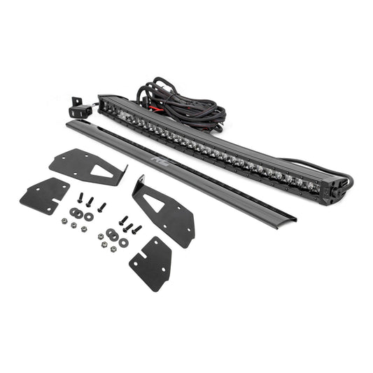 ROUGH COUNTRY LED Light Kit | Grille Mount | 30" Black Single Row | White DRL | Ford Raptor (17-20) | 70701BLDRL