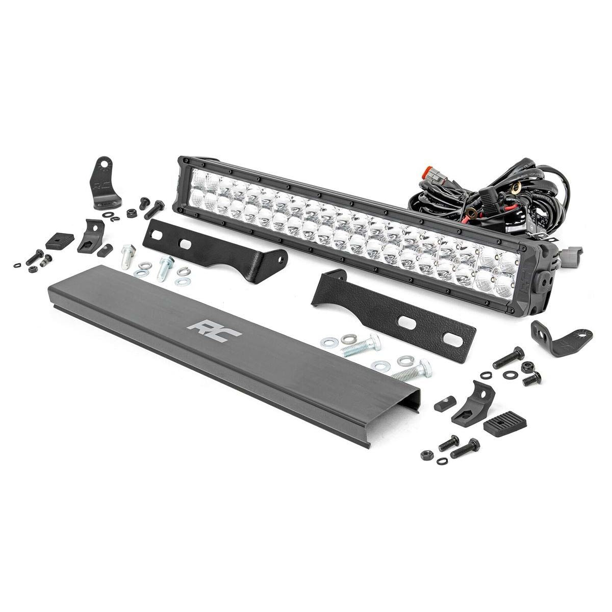 ROUGH COUNTRY LED Light Kit | Bumper Mount | 20" Chrome Dual Row | White DRL | Jeep Grand Cherokee WK2 (11-20) | 70775