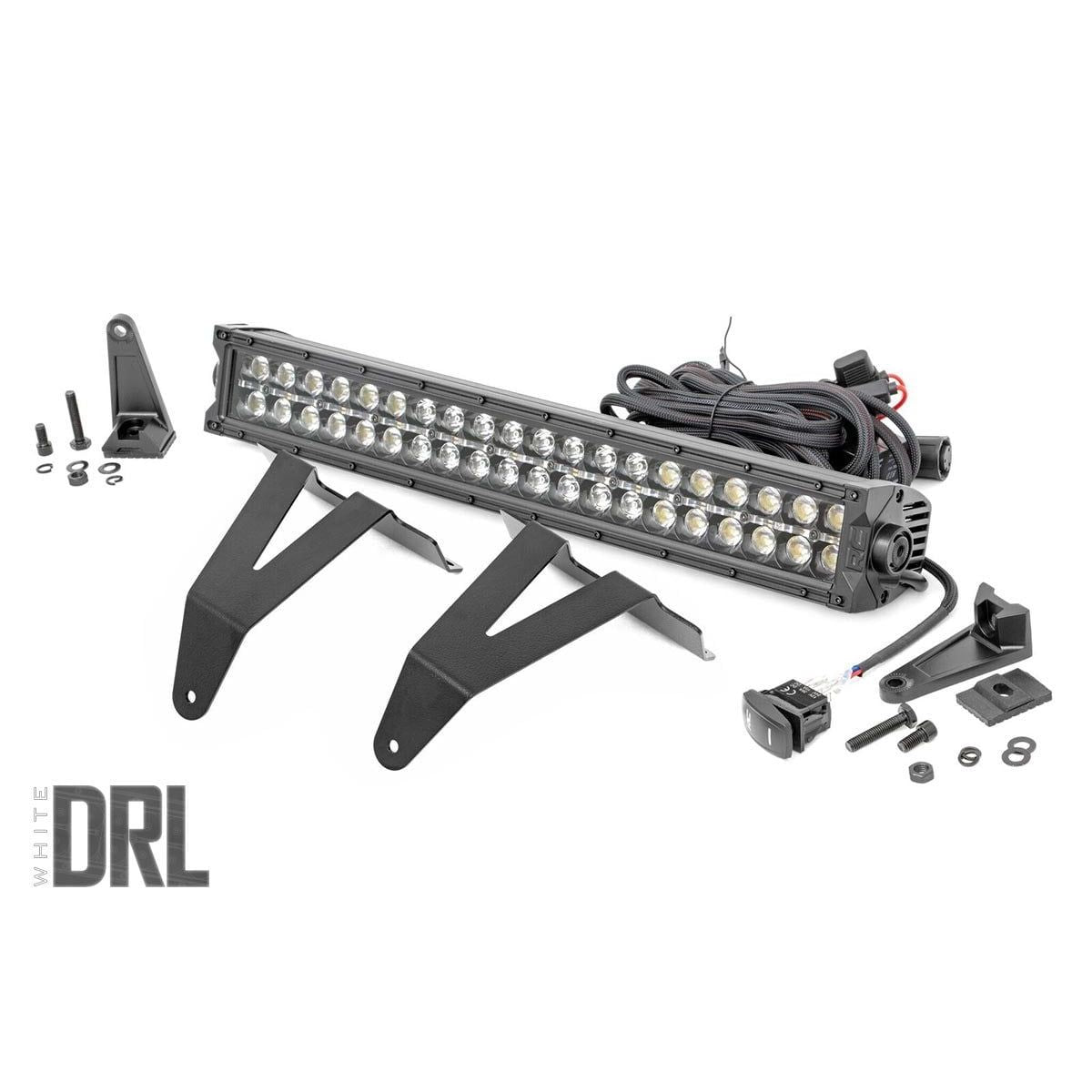 ROUGH COUNTRY LED Light Kit | Bumper Mount | 20" Black Dual Row | White DRL | Ram 1500 (19-24) | 70779DRL