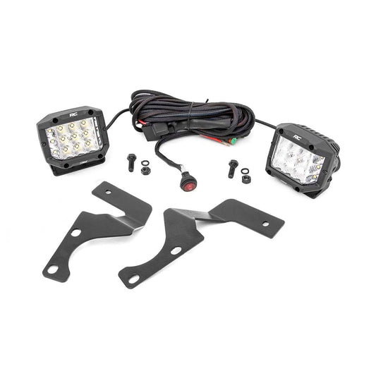 ROUGH COUNTRY | LED Light Kit  Ditch Mount  3" Chrome Wide Angle Pair | 70793
