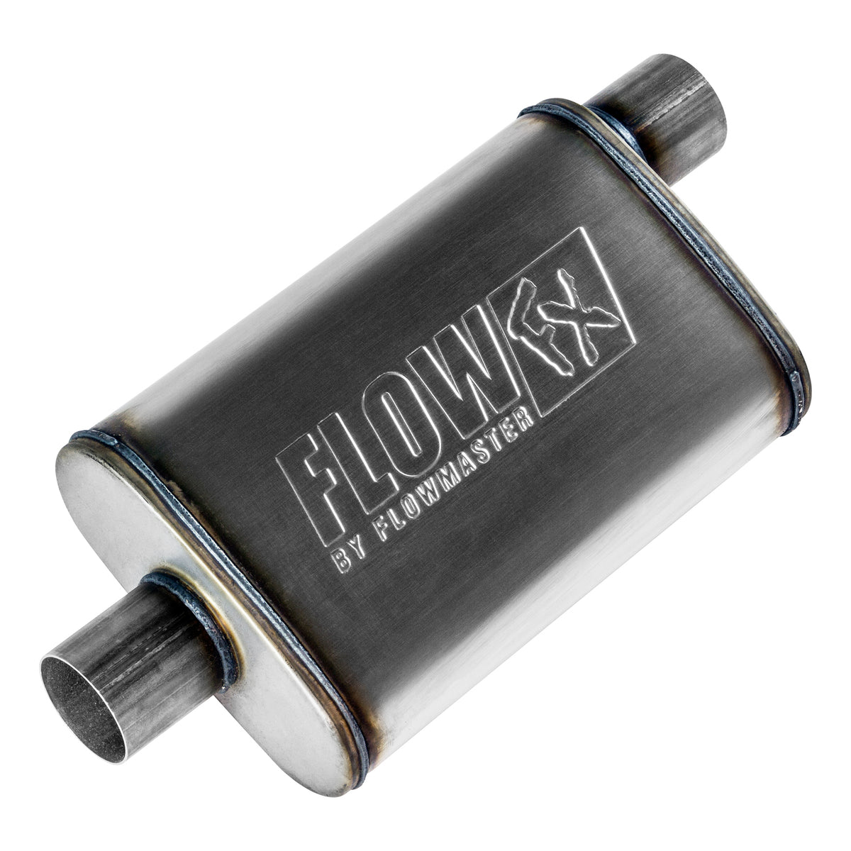 FLOWMASTER Flow Fx Muffler Flow Fx Muffler 2.50 Offset In/ 2.50 Center Out Moderate Sound Stainless Steel