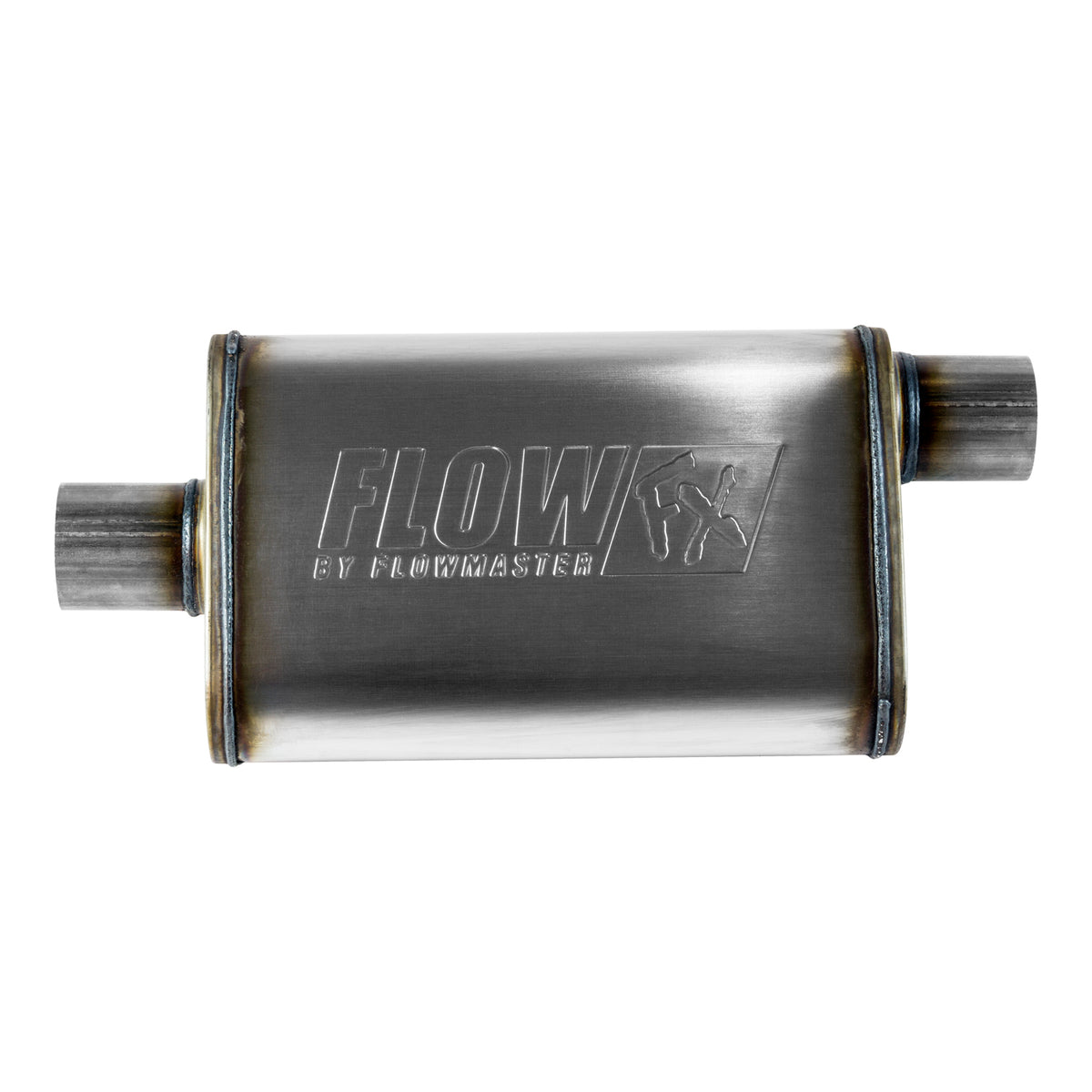 FLOWMASTER Flow Fx Muffler Flow Fx Muffler 2.50 Offset In/ 2.50 Center Out Moderate Sound Stainless Steel