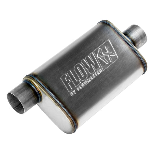 FLOWMASTER Flow Fx Muffler Flow Fx Muffler 3.00 Offset In/ 3.00 Center Out Moderate Sound Stainless Steel