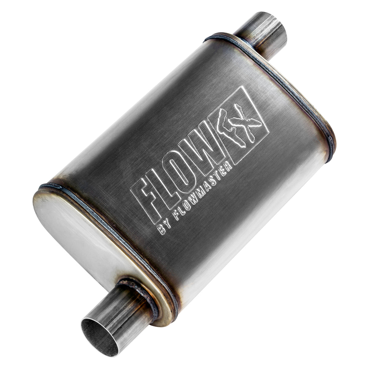 FLOWMASTER Flow Fx Muffler Flow Fx Muffler 2.25 Offset In/ 2.25 Offset Out Moderate Sound Stainless Steel