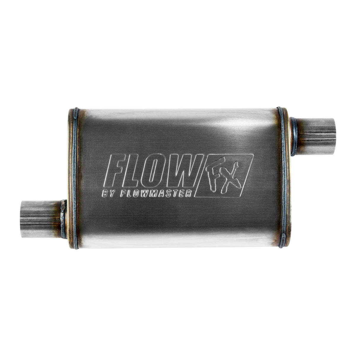 FLOWMASTER Flow Fx Muffler Flow Fx Muffler 2.25 Offset In/ 2.25 Offset Out Moderate Sound Stainless Steel