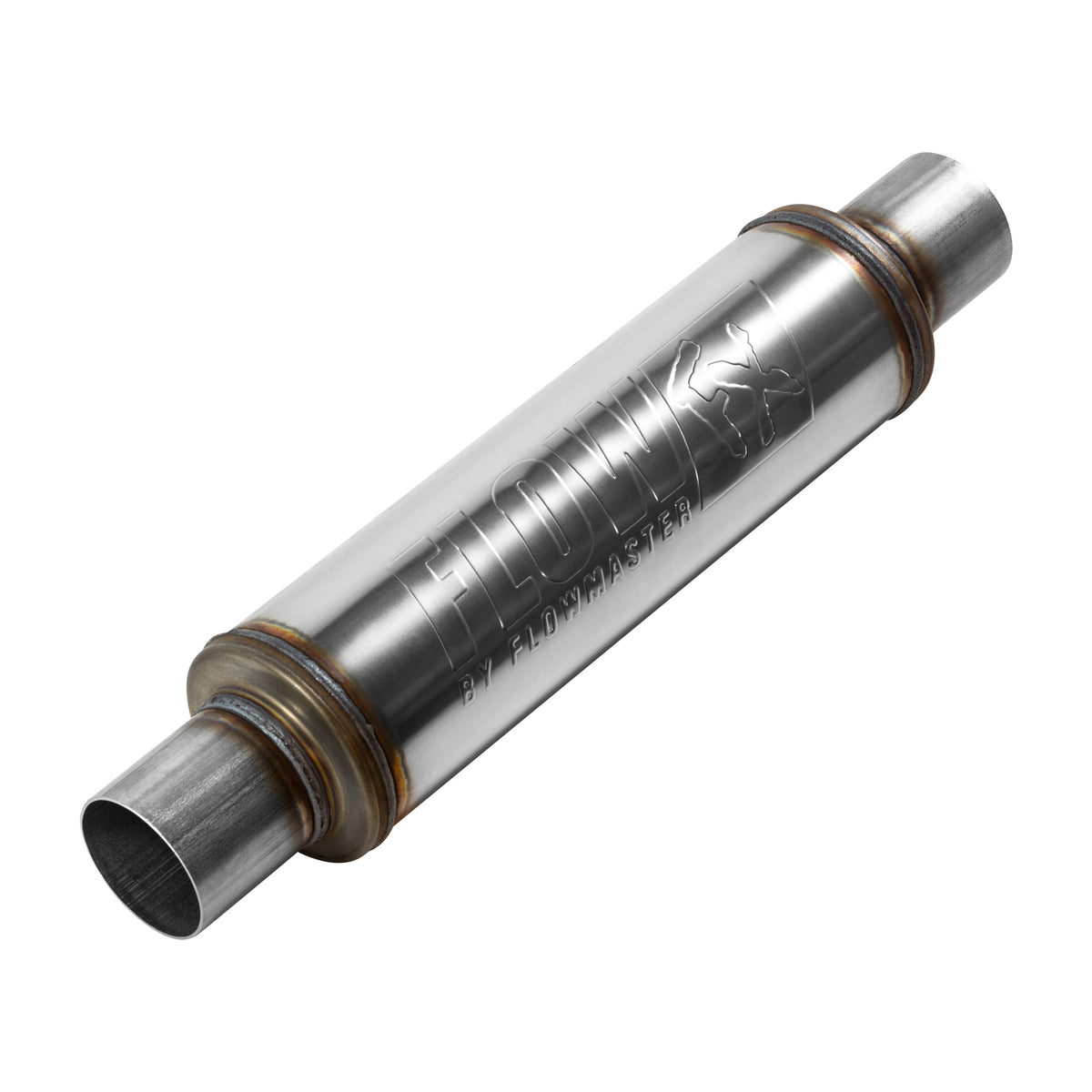 FLOWMASTER Flow Fx Muffler Flow Fx Muffler 2.50 In/Out Round Body Moderate Sound Stainless Steel