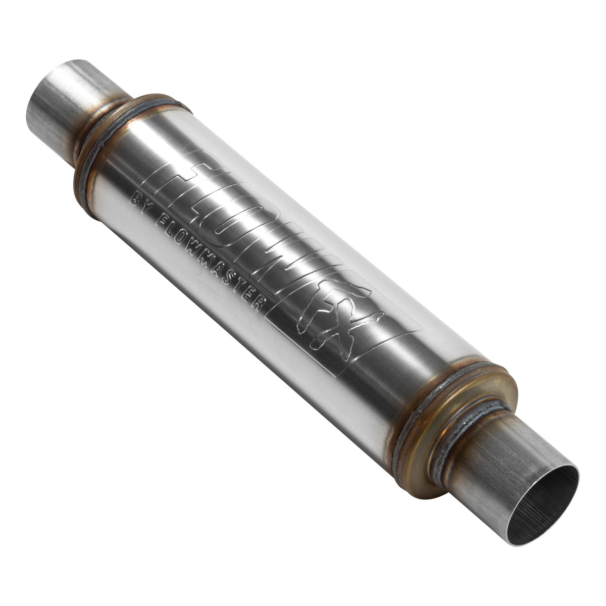FLOWMASTER Flow Fx Muffler Flow Fx Muffler 2.50 In/Out Round Body Moderate Sound Stainless Steel
