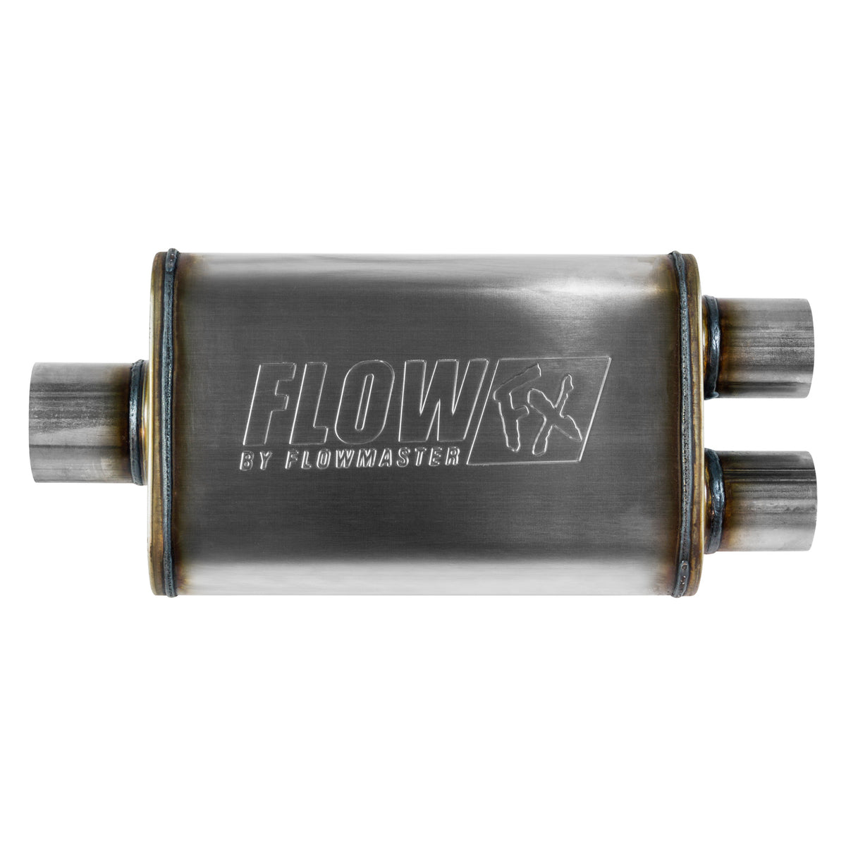 FLOWMASTER Flow Fx Muffler Flow Fx Muffler 3.00 Center In/ 2.50 Dual Out Moderate Sound Stainless Steel