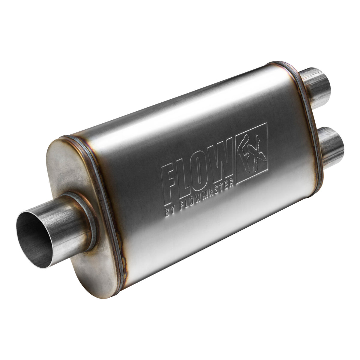FLOWMASTER Flow Fx Muffler Flow Fx Muffler 3.00 Center In/2.50 Dual Out Moderate Sound Stainless Steel