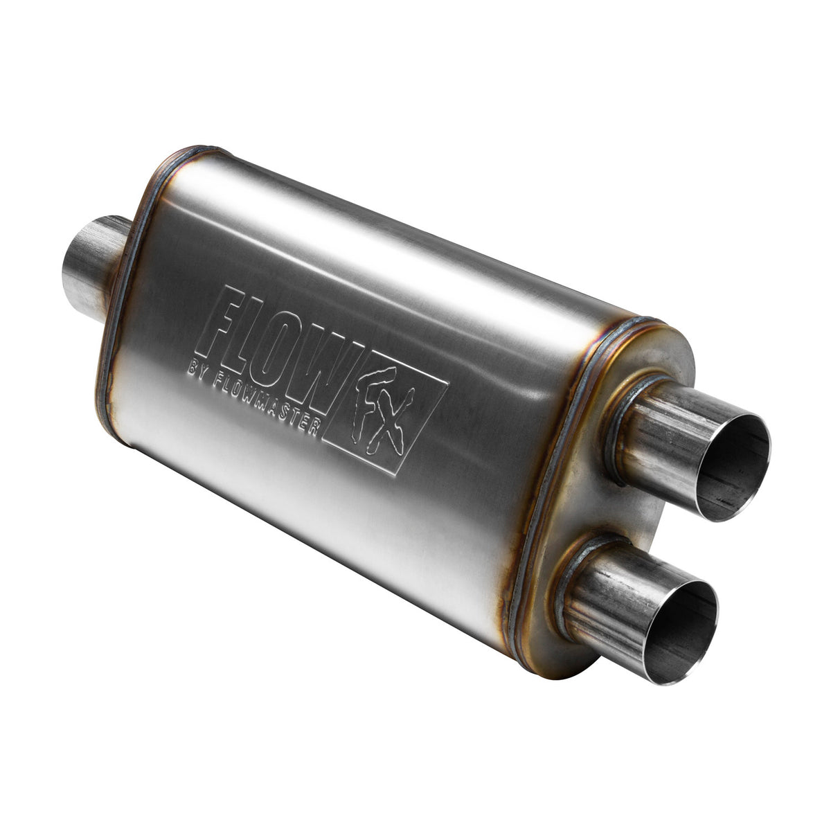 FLOWMASTER Flow Fx Muffler Flow Fx Muffler 3.00 Center In/2.50 Dual Out Moderate Sound Stainless Steel
