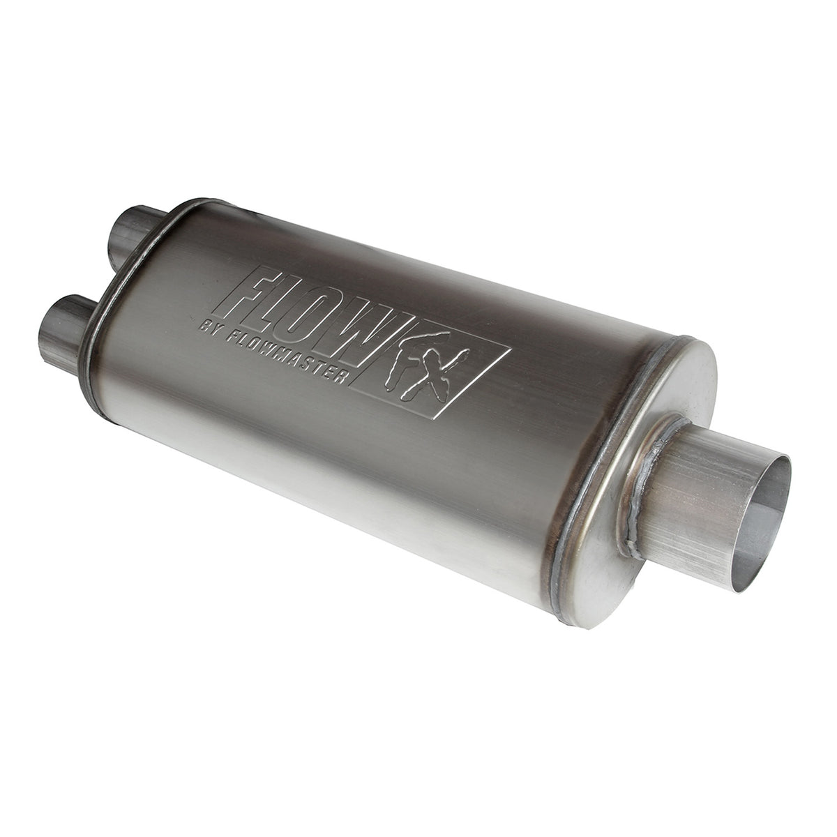 FLOWMASTER Flow Fx Muffler Flow Fx Muffler 3.50 Center In/2.50 Dual Out Straight Through Performance Moderate Sound Stainless