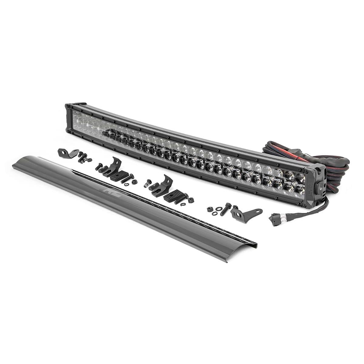ROUGH COUNTRY 30 Inch Black Series LED Light Bar | Curved | Dual Row | Amber DRL | 72930BDA
