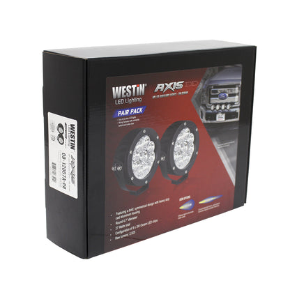 WESTIN AUTOMOTIVE | Axis LED Auxiliary Light  All  LED Auxiliary Light 4.75" Round Spot w/3W Osram (Set-2)  Black | 09-12007A-PR