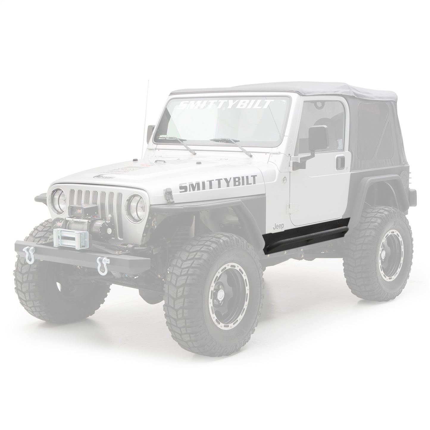 SMITTYBILT | XRC Rock Sliders W/ Step Black Textured 97-06 Wrangler TJ/LJ 2 Door Smittybilt |76871
