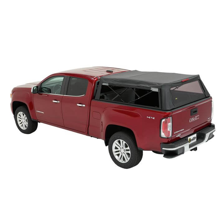 BESTOP | Supertop Truck Bed Cap 2 For Chevy/GMC 2015-2024 Colorado/Canyon 6.0 Foot Black Diamond PVC Coated Sailcloth No Drill Bestop | 77322-35 on a GMC truck.