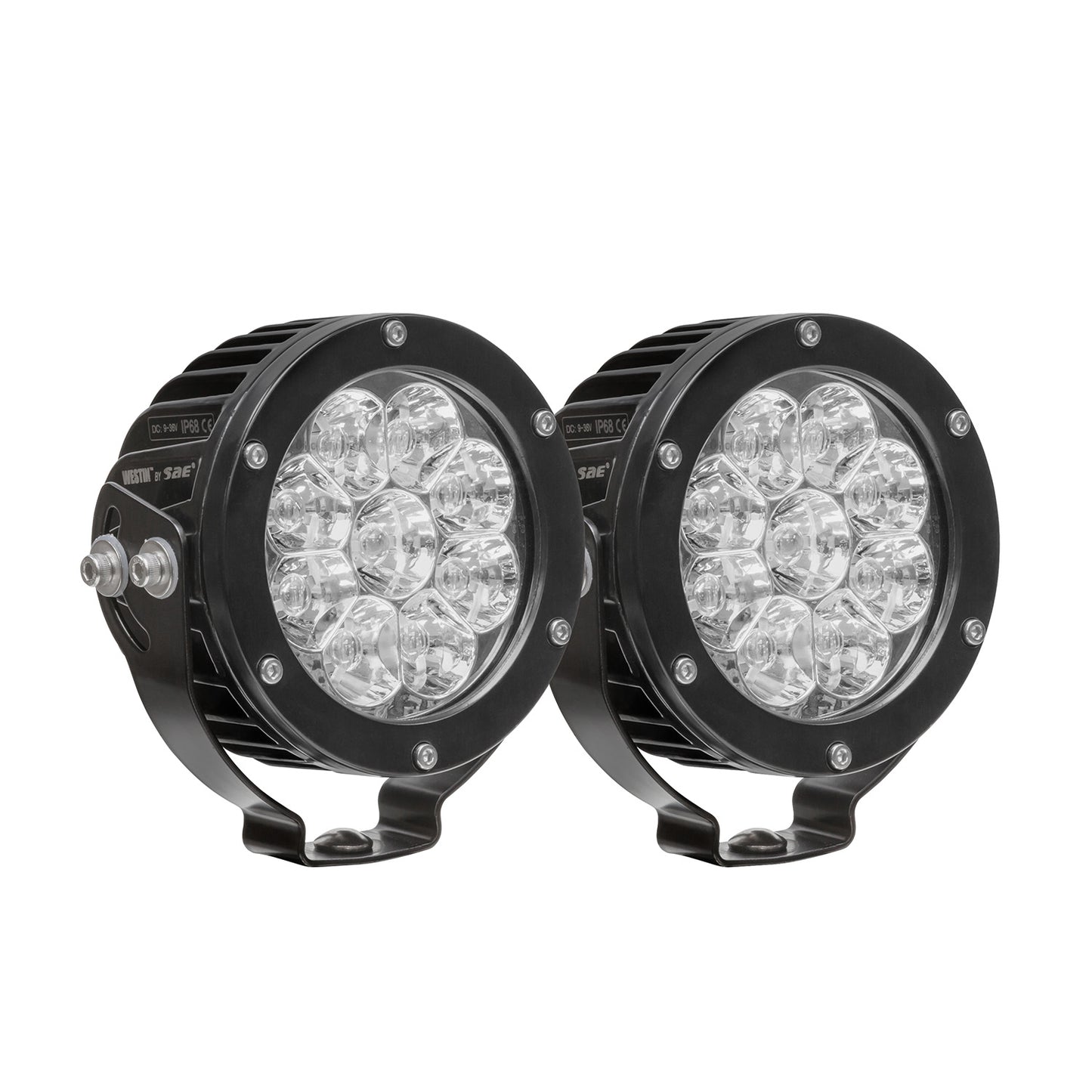 WESTIN AUTOMOTIVE | Axis LED Auxiliary Light  All  LED Auxiliary Light 4.75" Round Flood w/3W Osram (Set-2)  Blac | 09-12007B-PR
