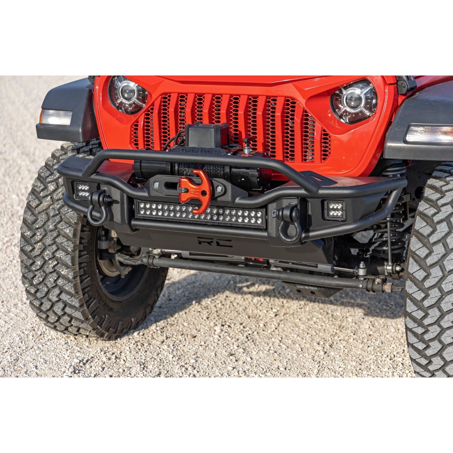 ROUGH COUNTRY Front Winch Bumper | Tubular | Skid Plate | Jeep Gladiator JT/Wrangler JK & JL/Wrangler Unlimited  | 10647