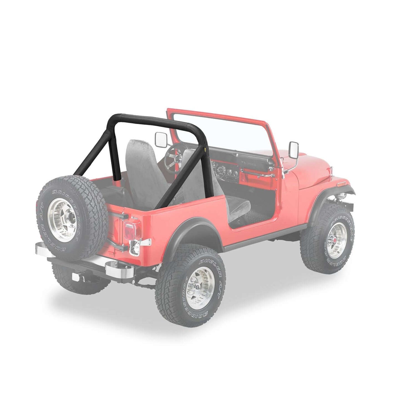 BESTOP | Jeep Sport Bar Covers For Jeep 1980-1983 CJ5 Black Denim Bestop | 80007-15 installed on red CJ5.