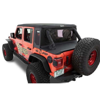 BESTOP | Jeep Wrangler Halftop Soft Top Conversion Kit For Jeep 2018-2023 Wrangler JL 4 Door Black Diamond Bestop | 80100-35 on Jeep