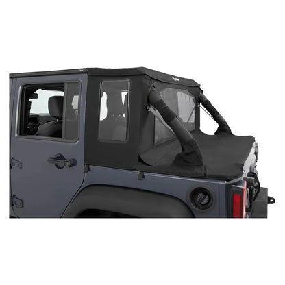 Bestop Halftop Soft Top Conversion Kit Black Twill I 80102-17 installed on a Jeep JK Wrangler.