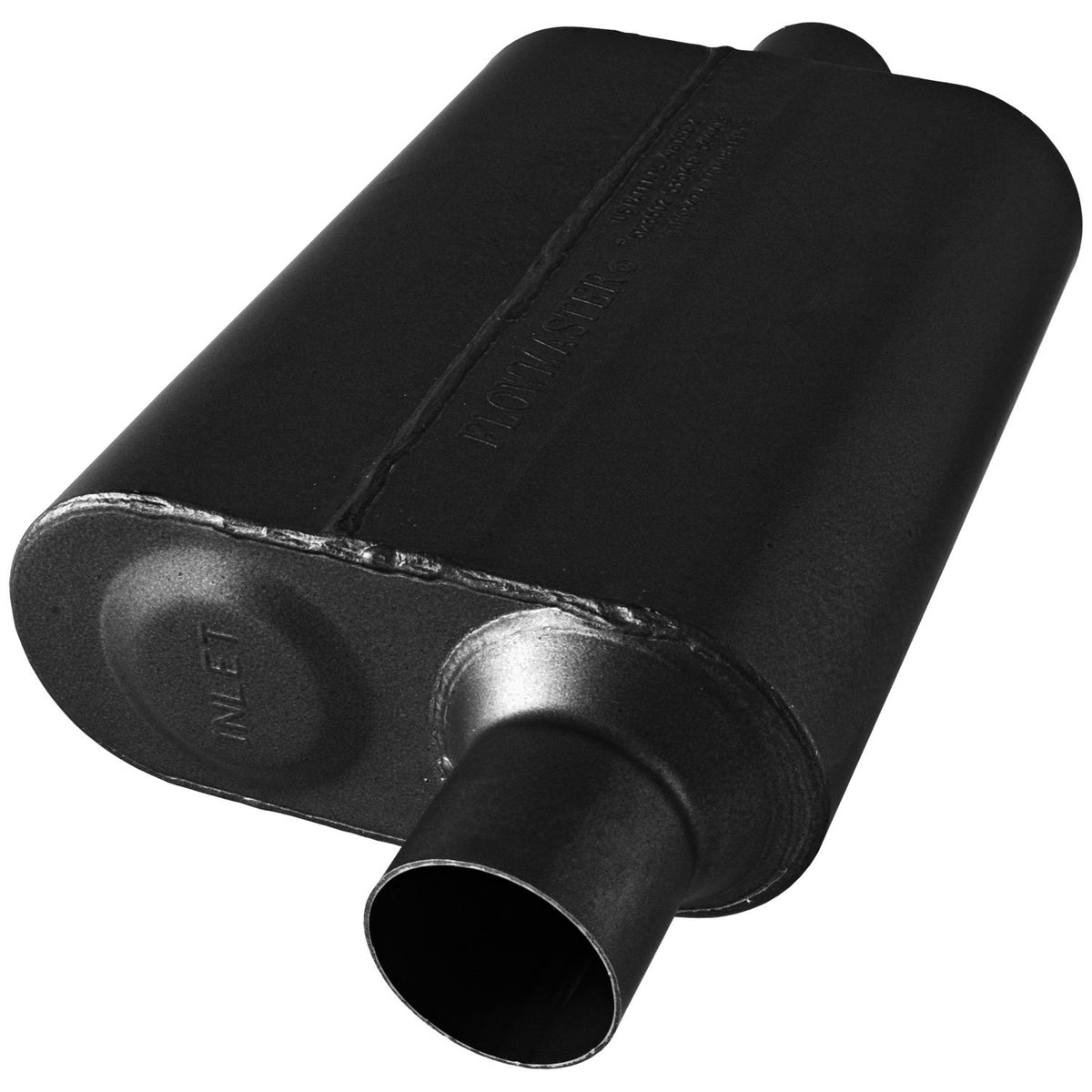 FLOWMASTER 40 Series Chambered Muffler 40 Series Stainless Steel 2.50 Offset In 2.50 Center Out Aggressive Sound