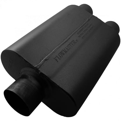 FLOWMASTER 40 Series Chambered Muffler 40 Series Stainless Steel 3.00 Center In 2.50 Dual Out Aggressive Sound